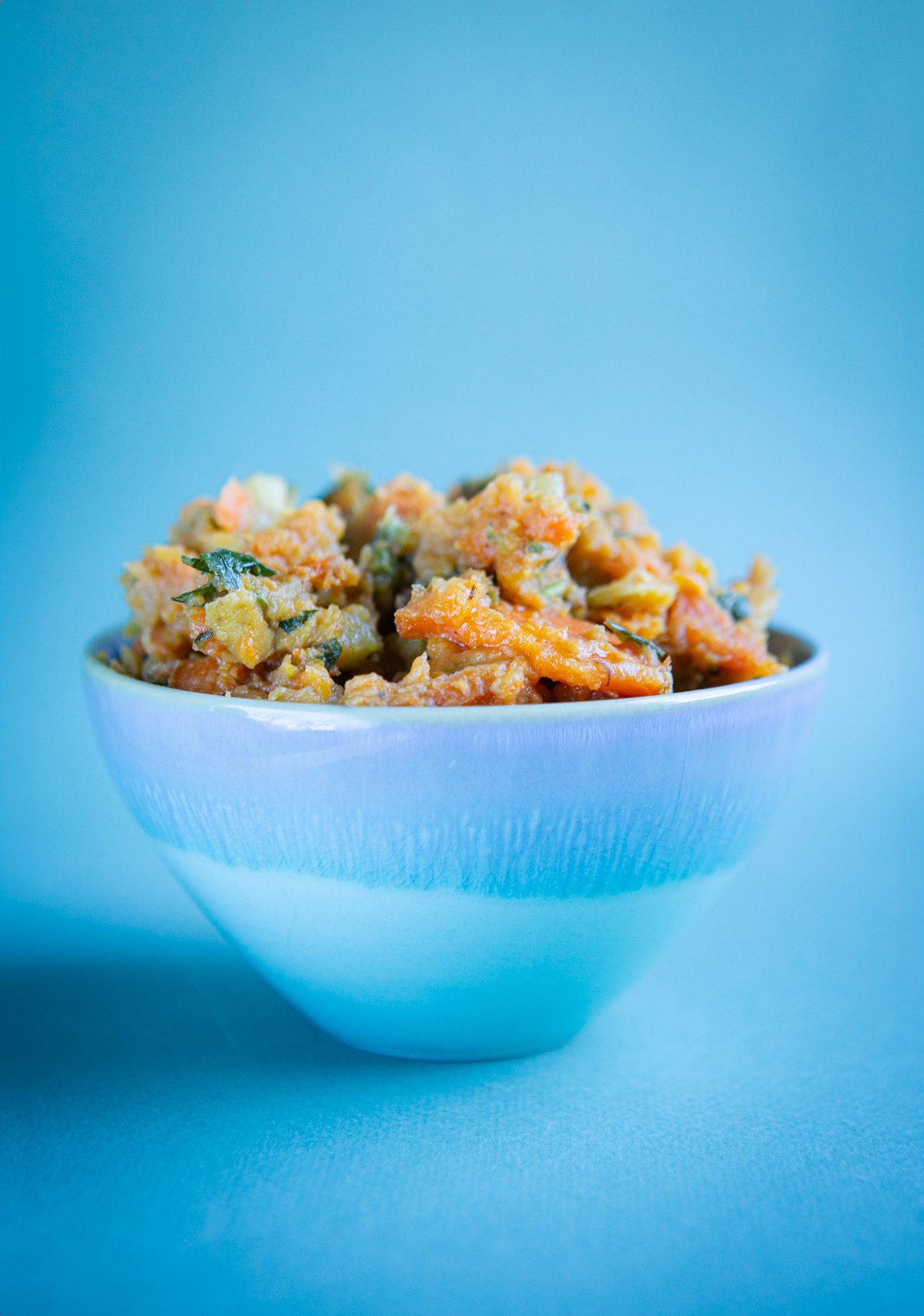 mexikói édeskrumplis zöldségpüré bundázott gombával